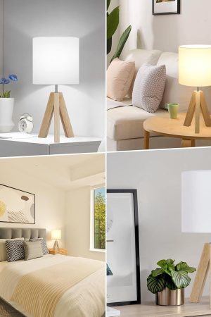 Wooden tripod table lamp