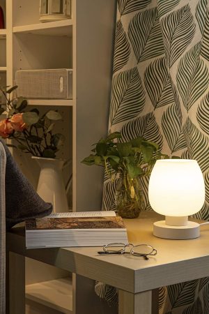 Touch-sensitive bedside table lamp